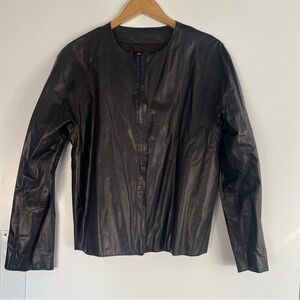 DKNY 100% Leather Zipper Front Jacket-Size 10